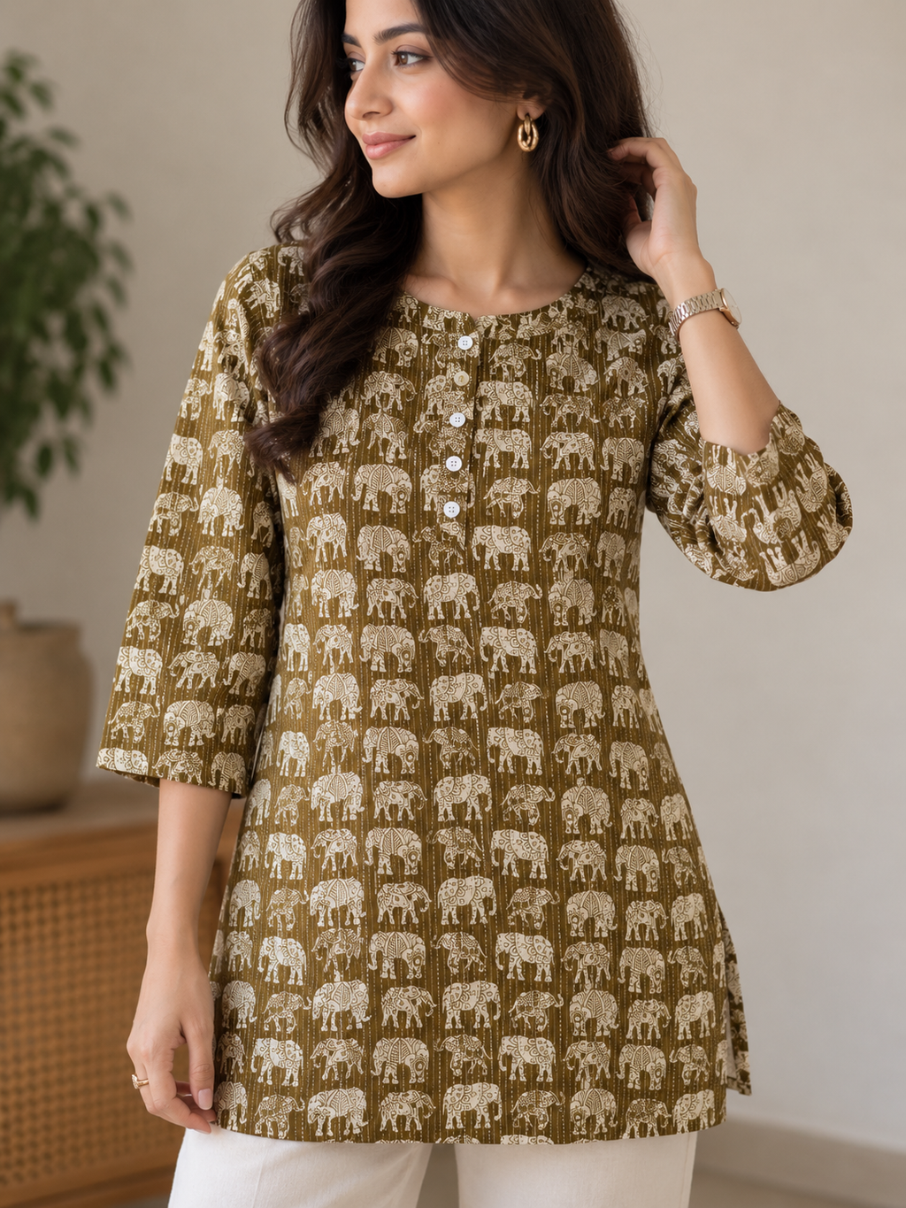 Elephant motif kurta