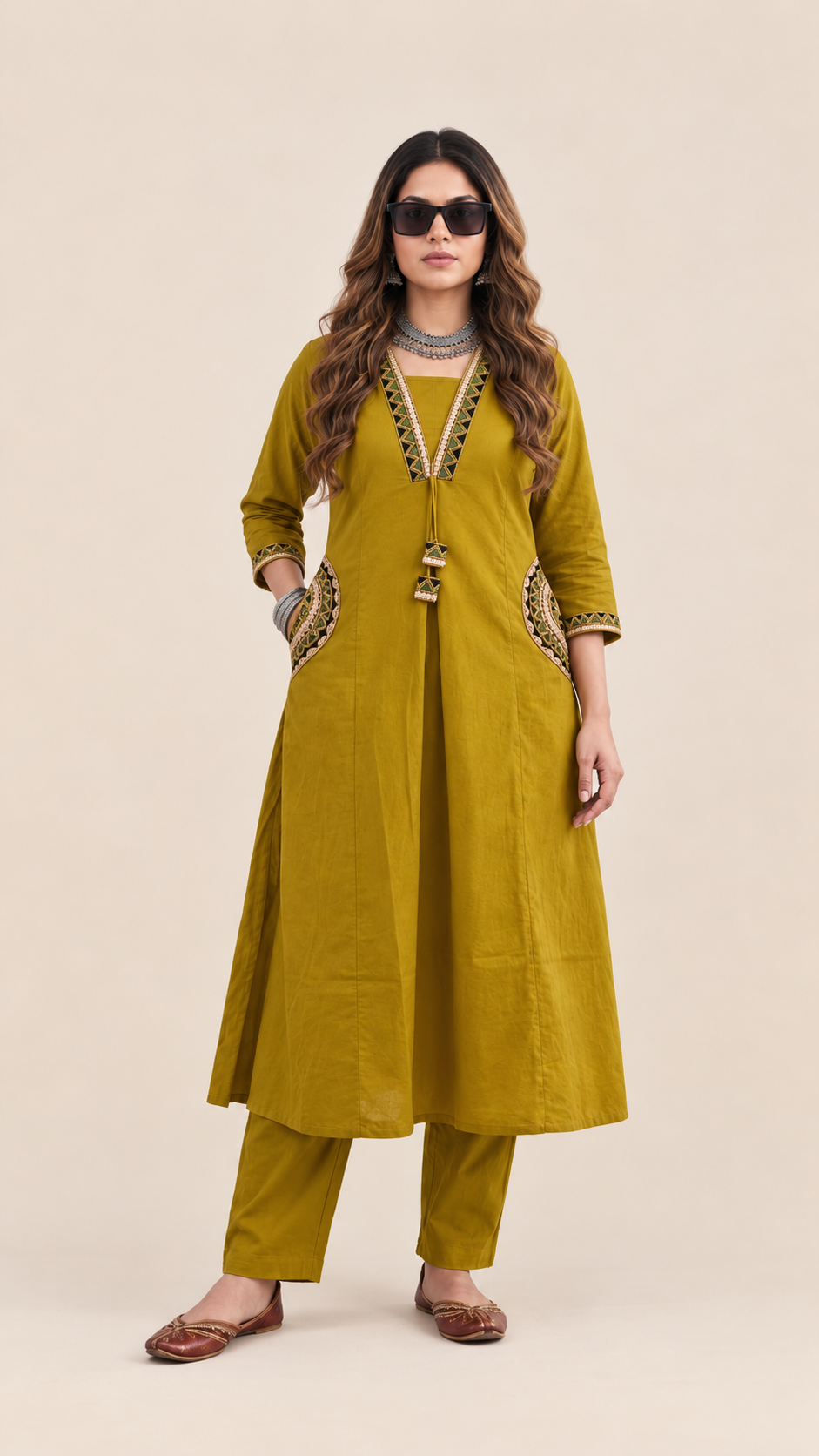 Saffron meadow kurta set