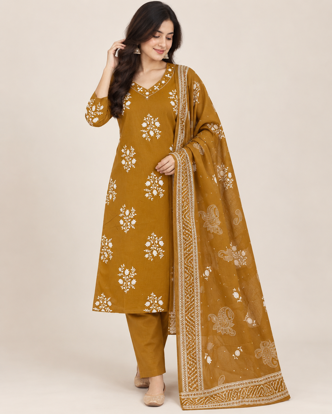 Golden mustard floral set