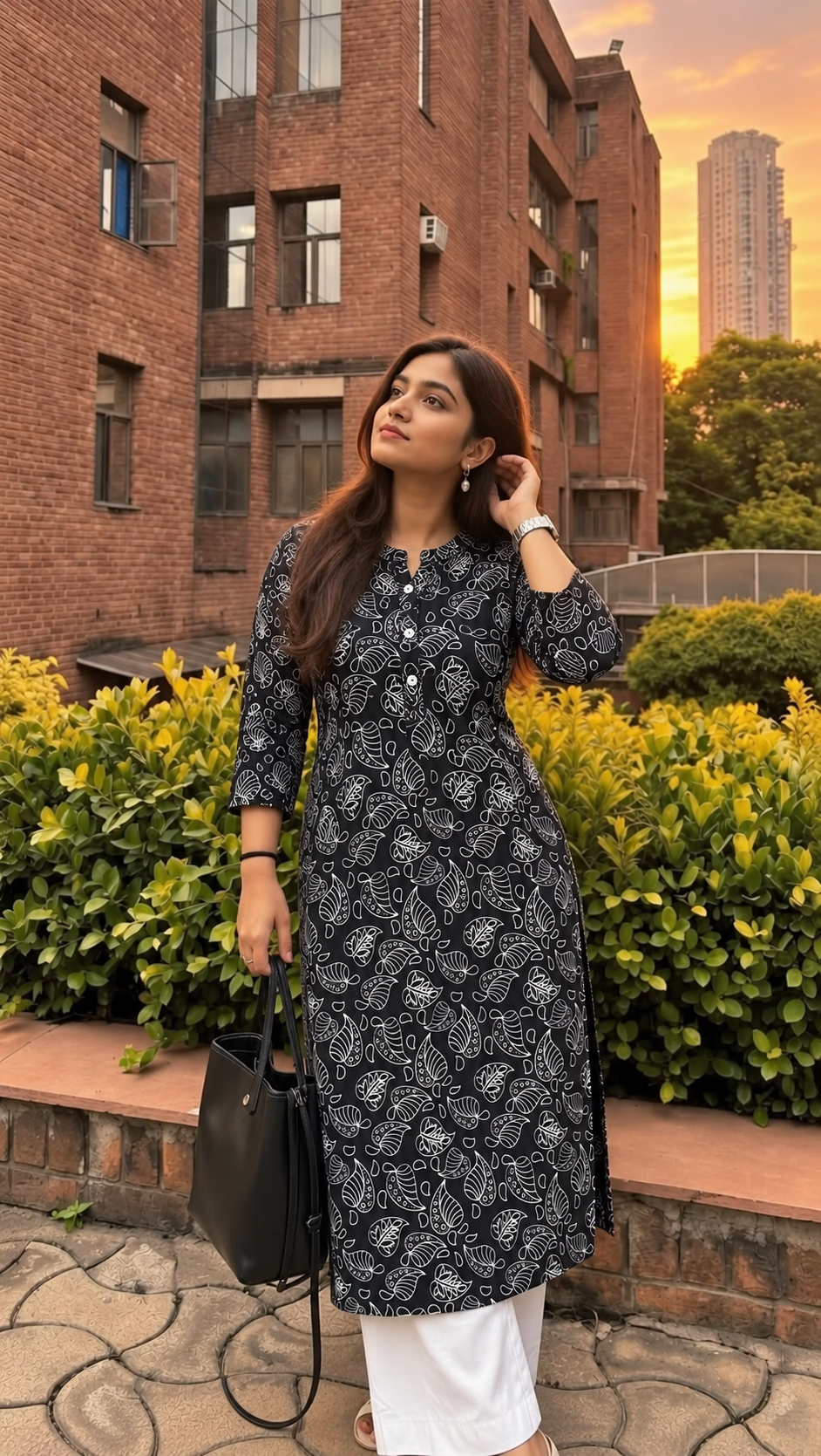 Leaf motif kurta