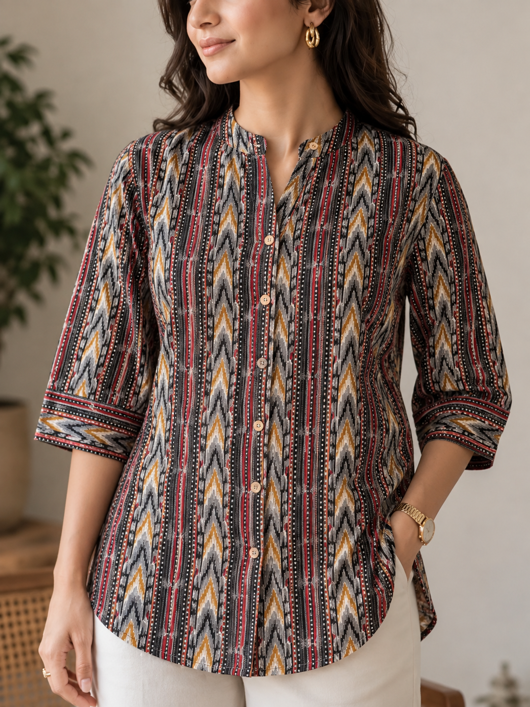 Earth tone ikkat kurta
