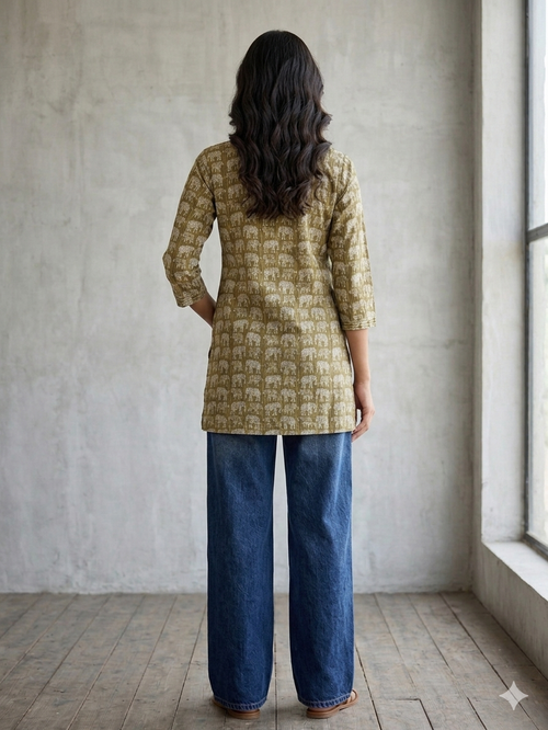 Elephant motif kurta