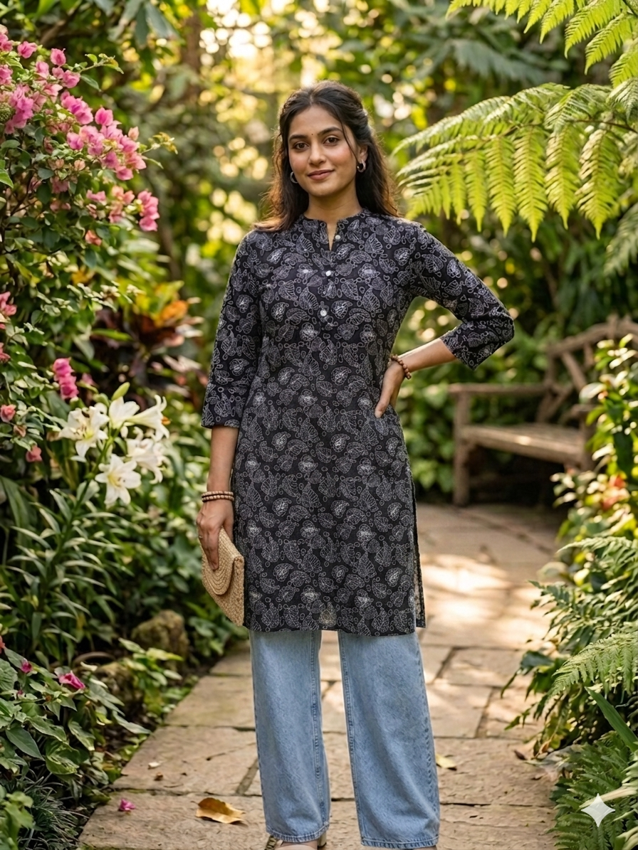 Leaf motif kurta