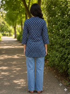 Indigo geometric short kurta