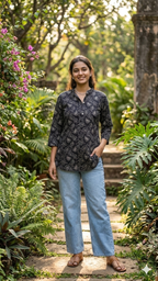 Leaf motif short kurta