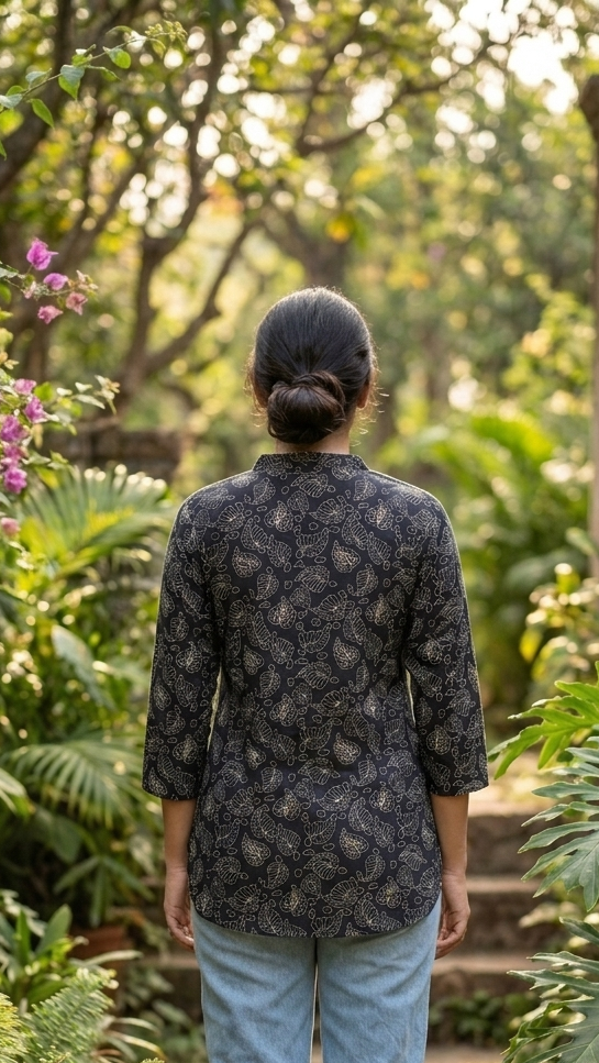Leaf motif short kurta