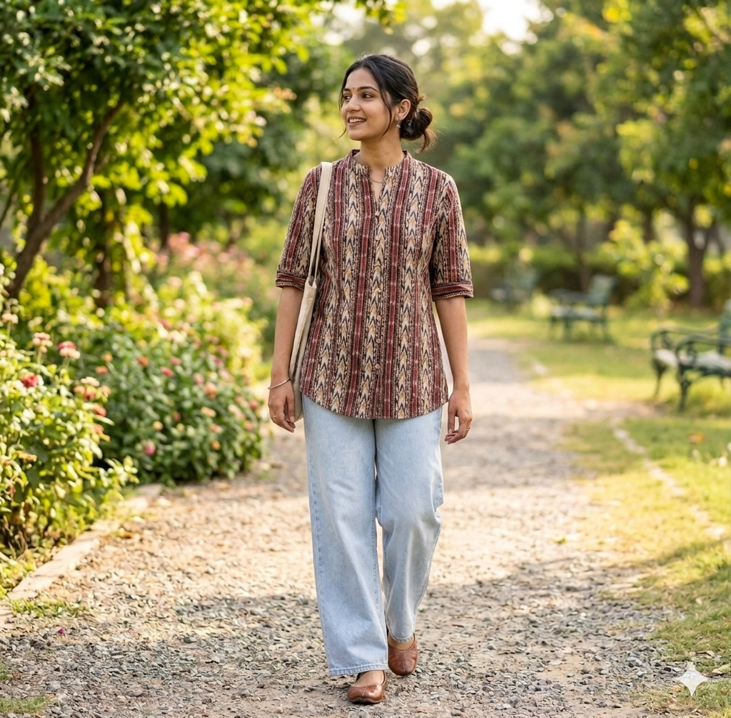 Earth tone ikkat kurta