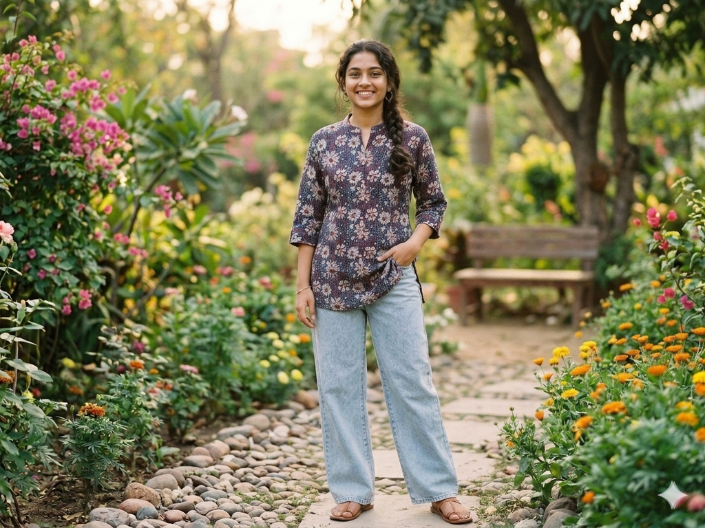 Midnight floral kurta