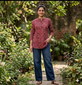 Maroon elephant motif short kurta