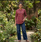 Maroon elephant motif short kurta