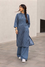 Indigo geometric kurta