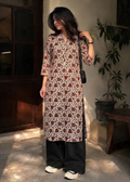 Cream floral vine kurta