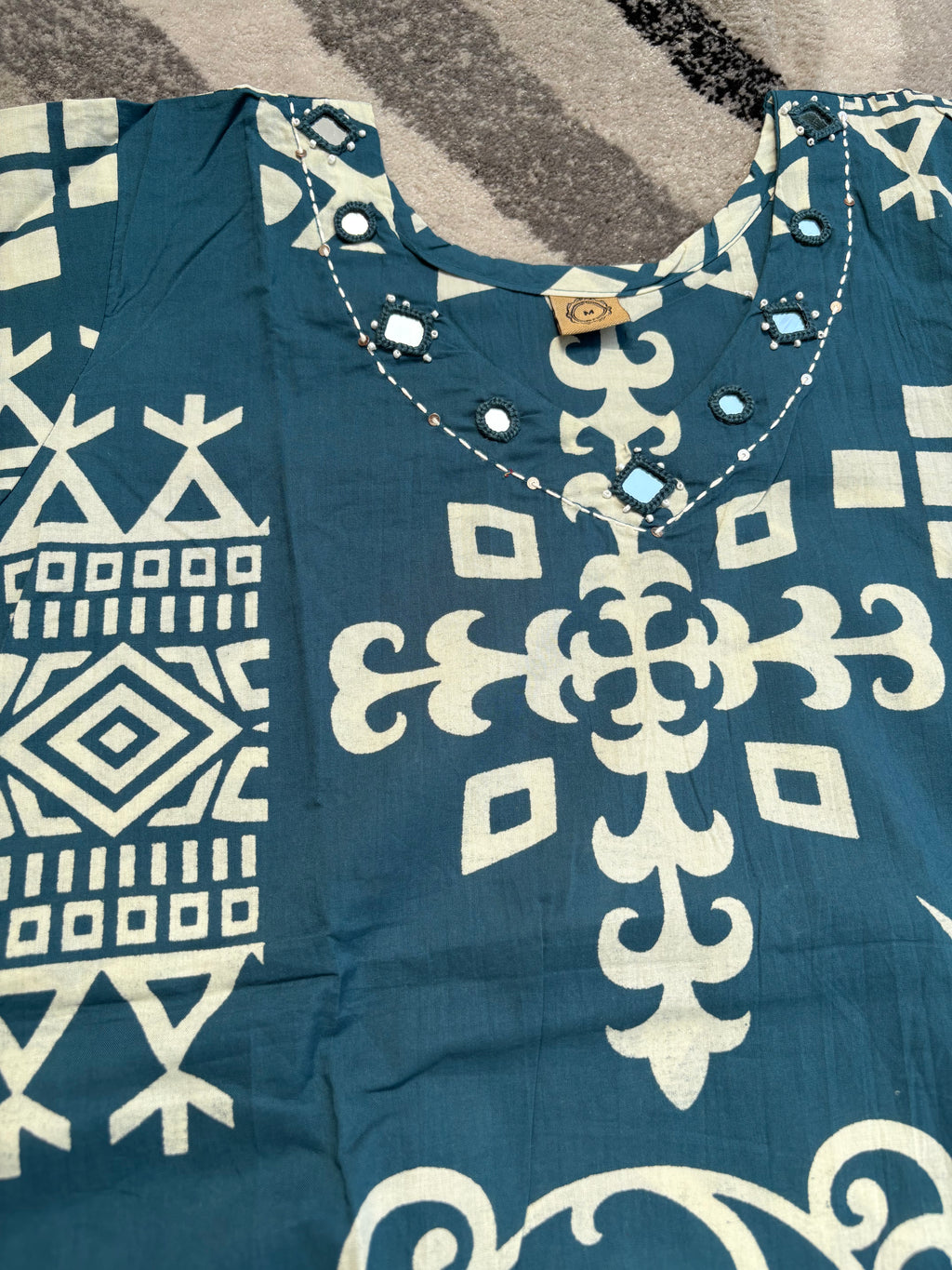 Teal geometric print set