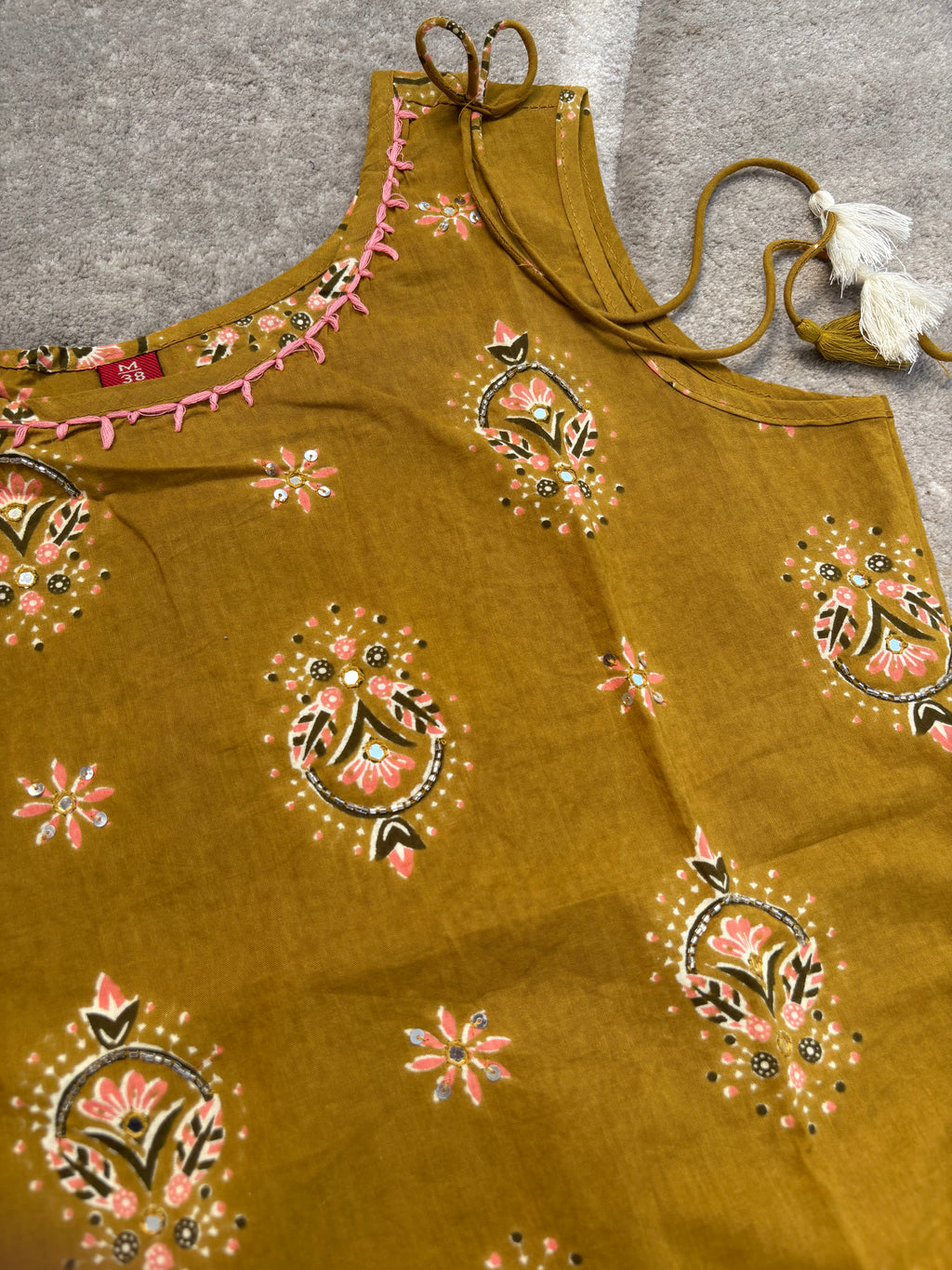 Mustard floral ease kurta