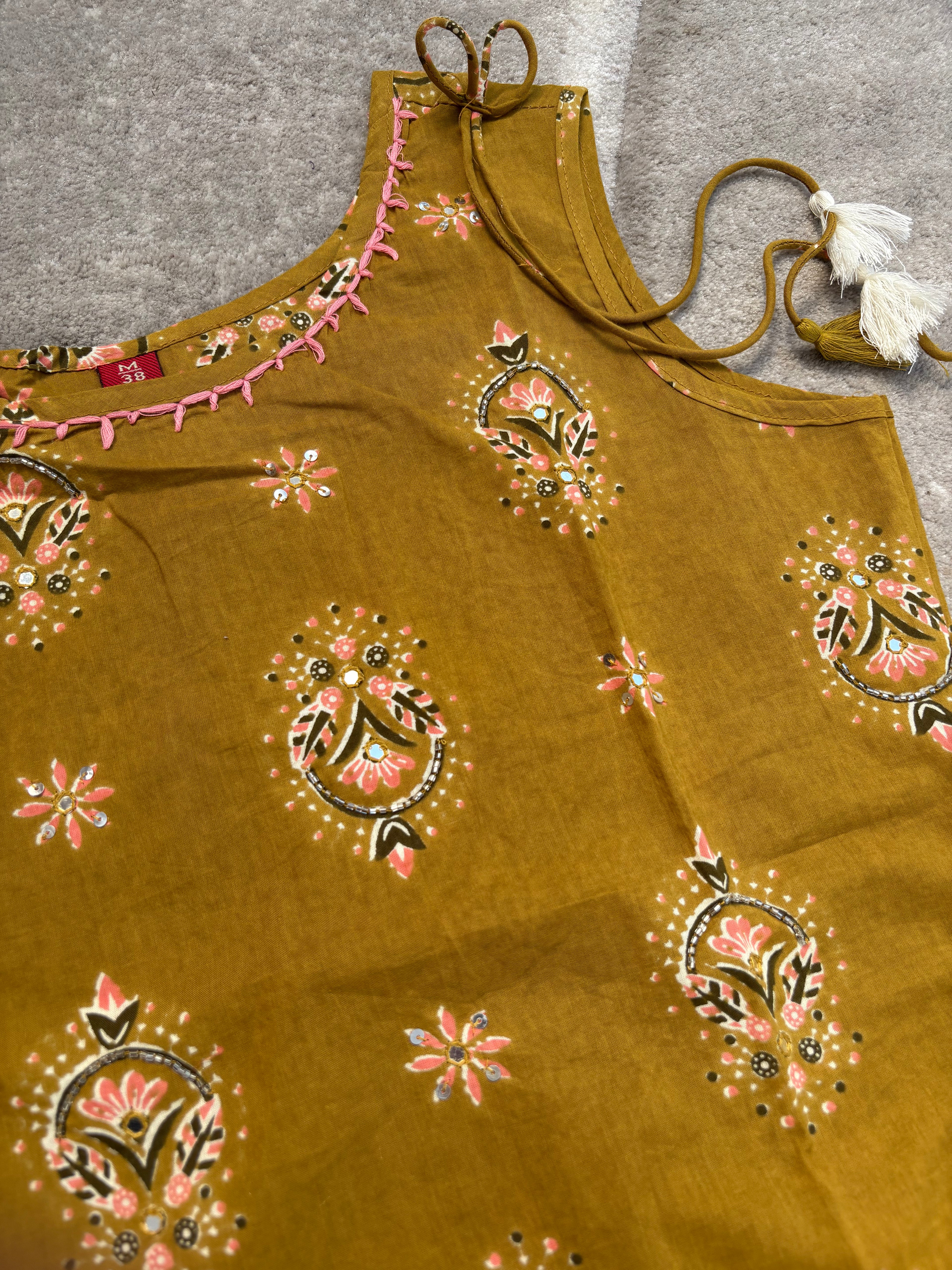 Mustard floral ease kurta
