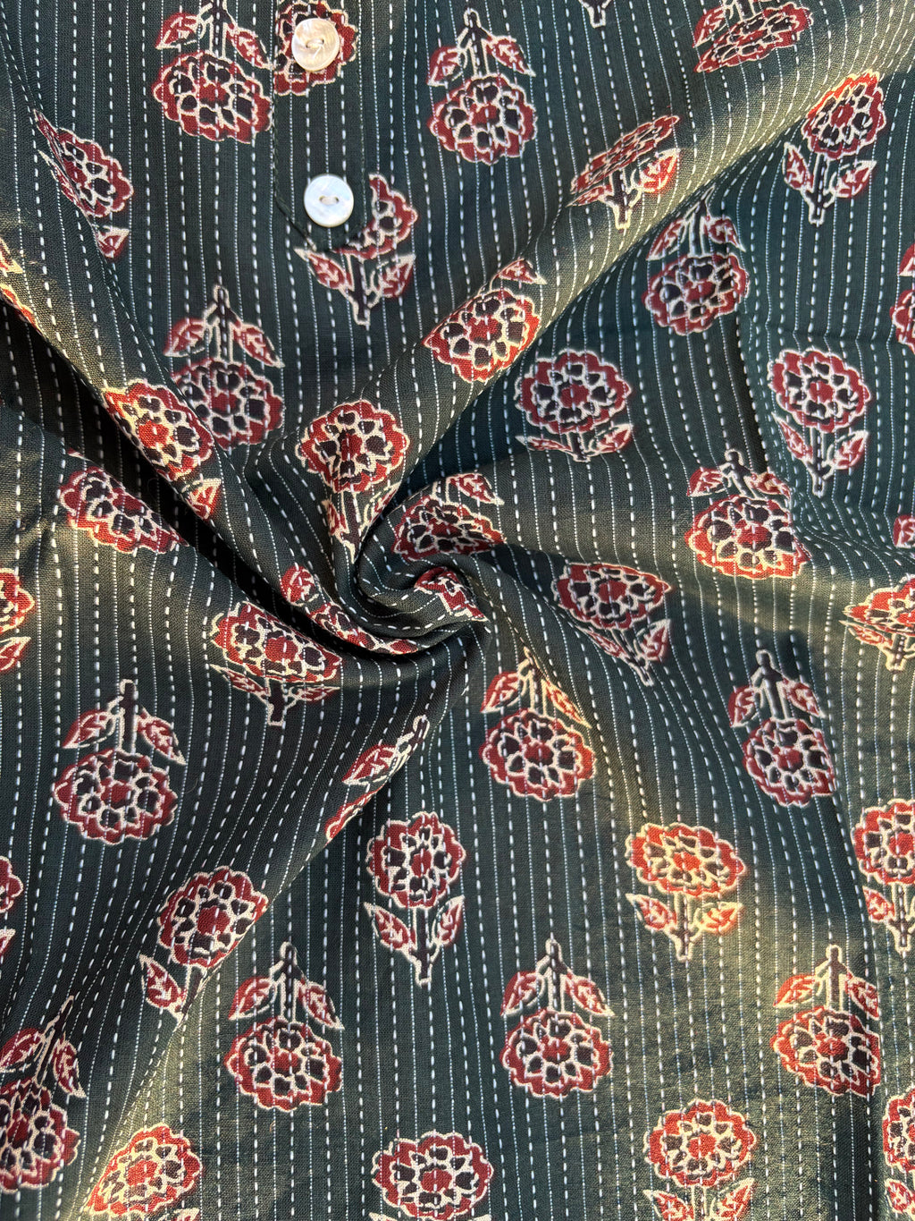 Dark teal floral print kurta
