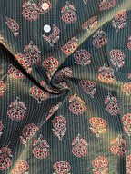 Dark teal floral print kurta