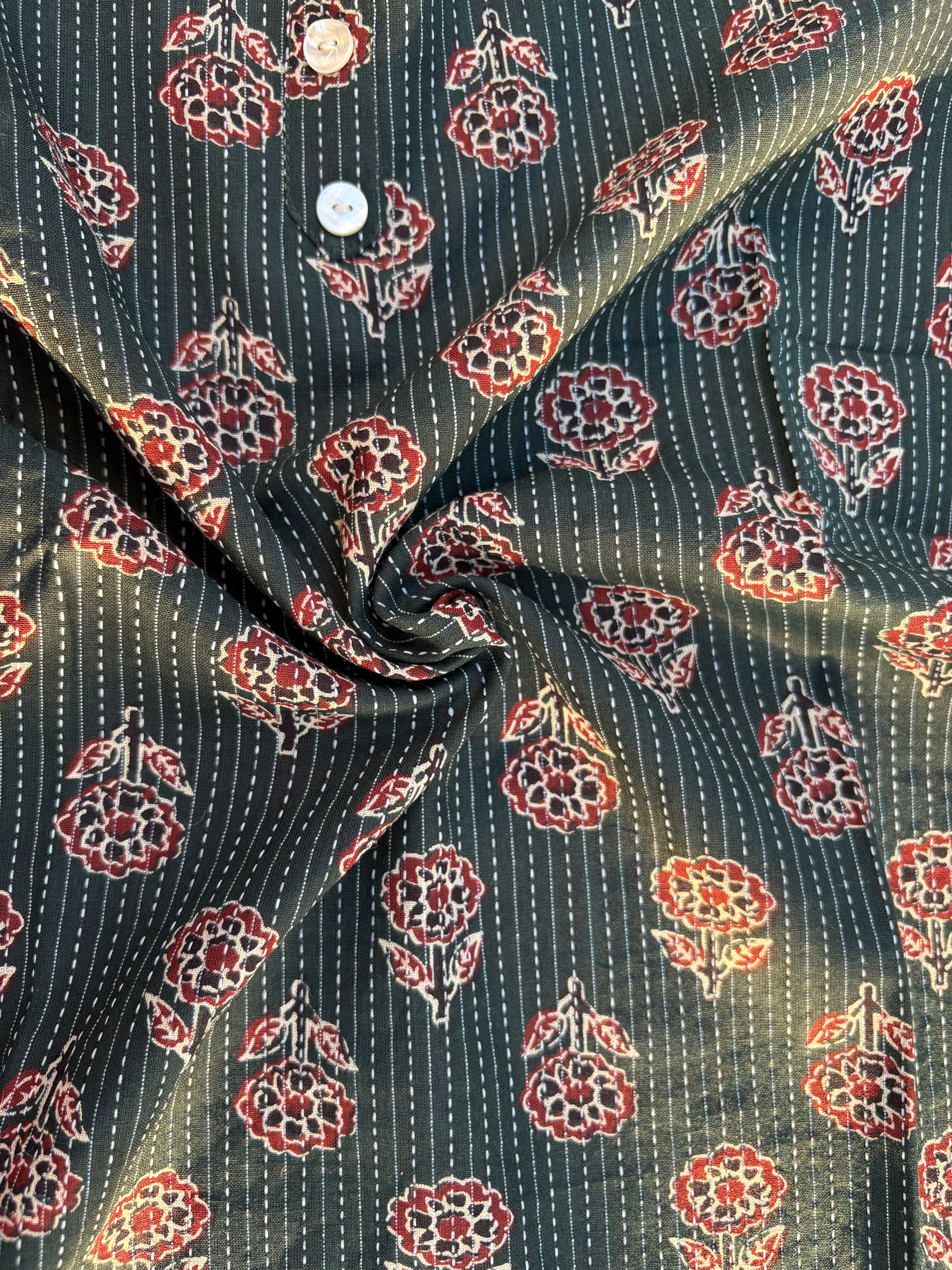 Dark teal floral print kurta