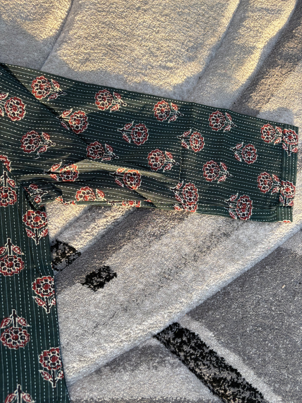Dark teal floral print kurta