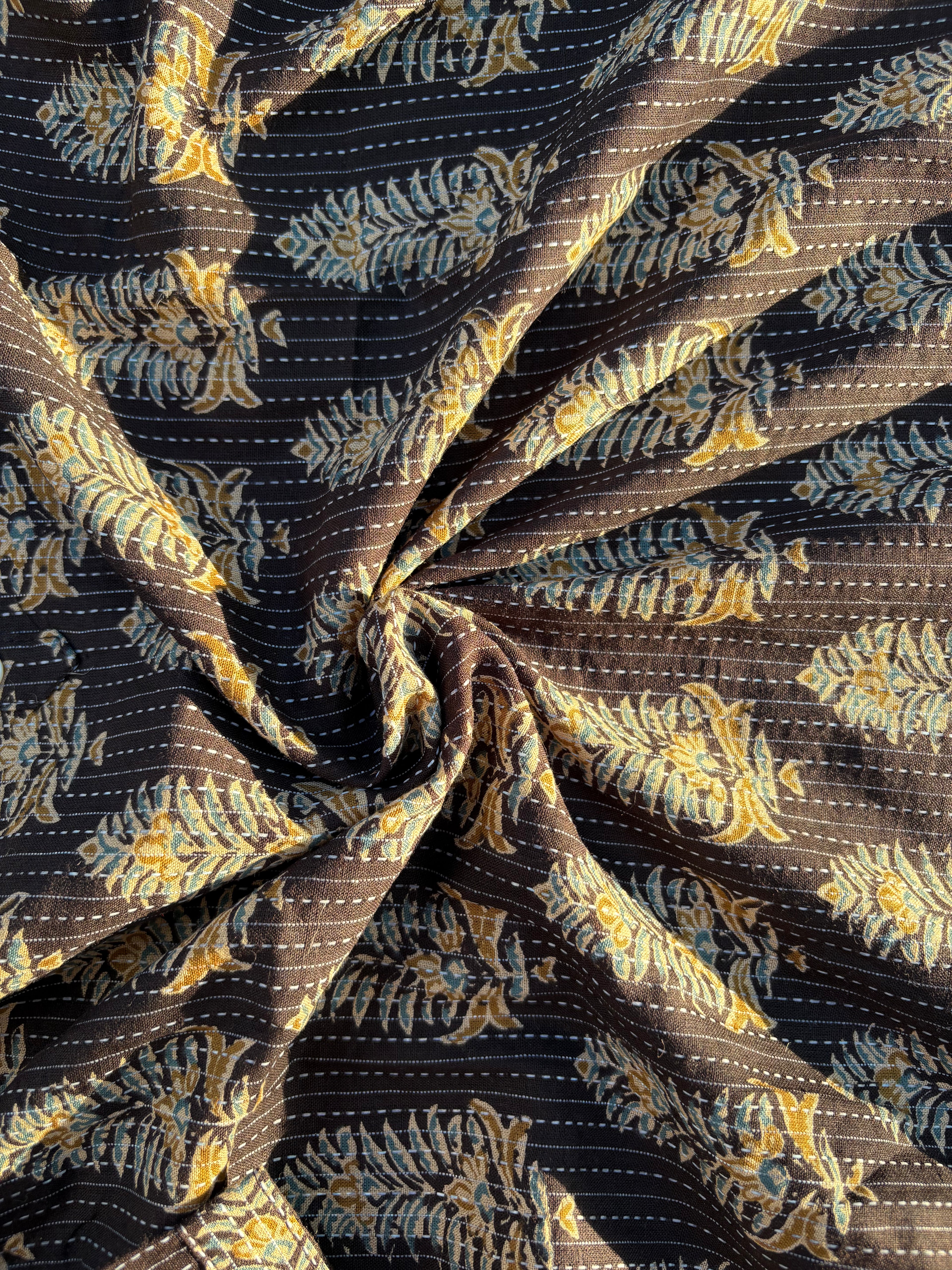 Golden botanical motif kurta