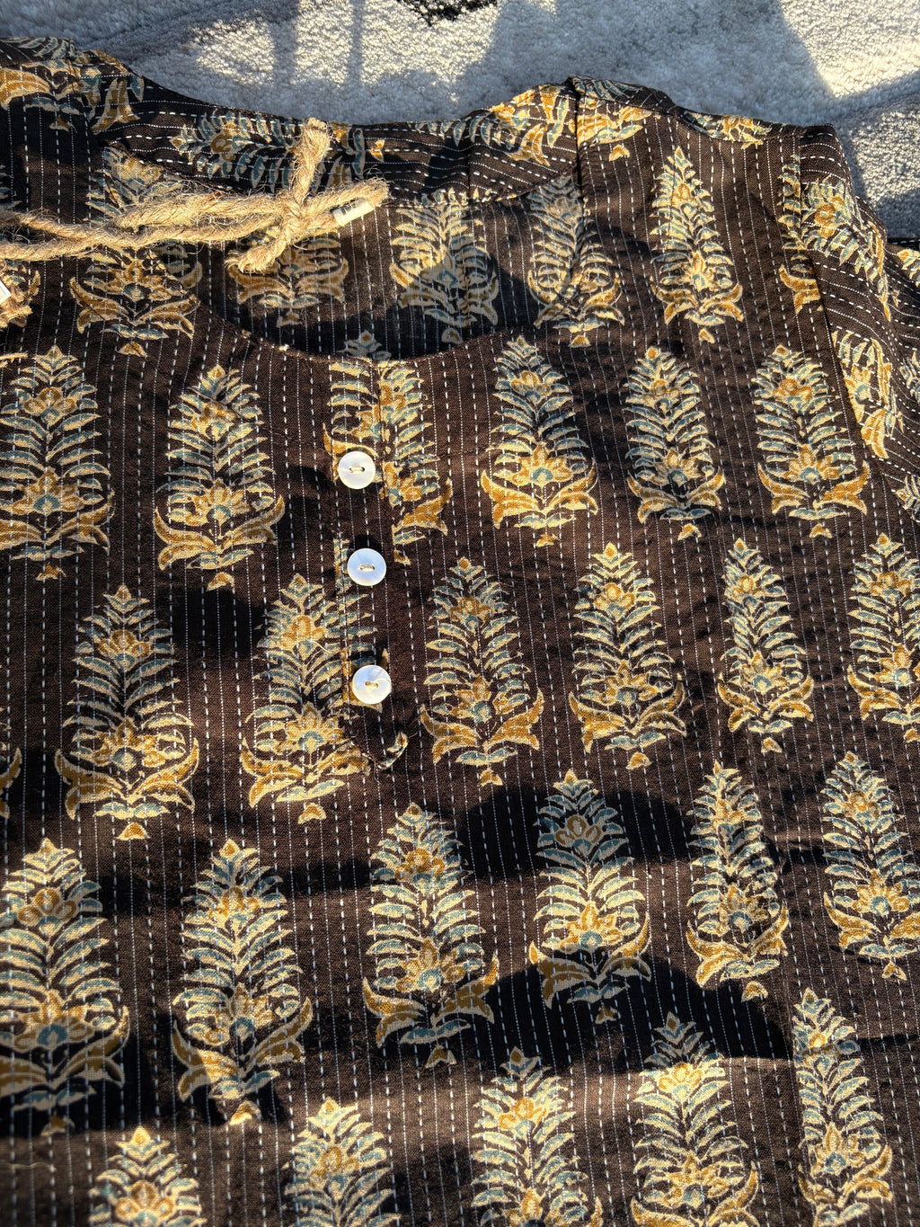 Golden botanical motif kurta