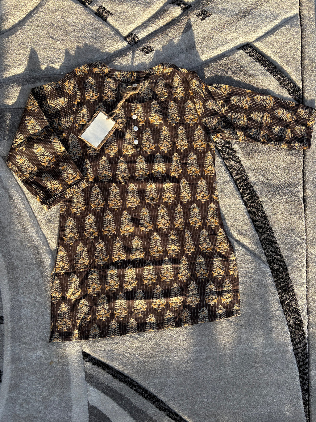 Golden botanical motif kurta