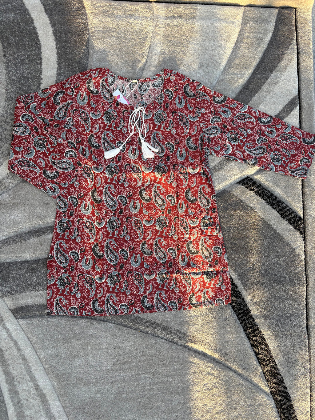 Maroon paisley kurta