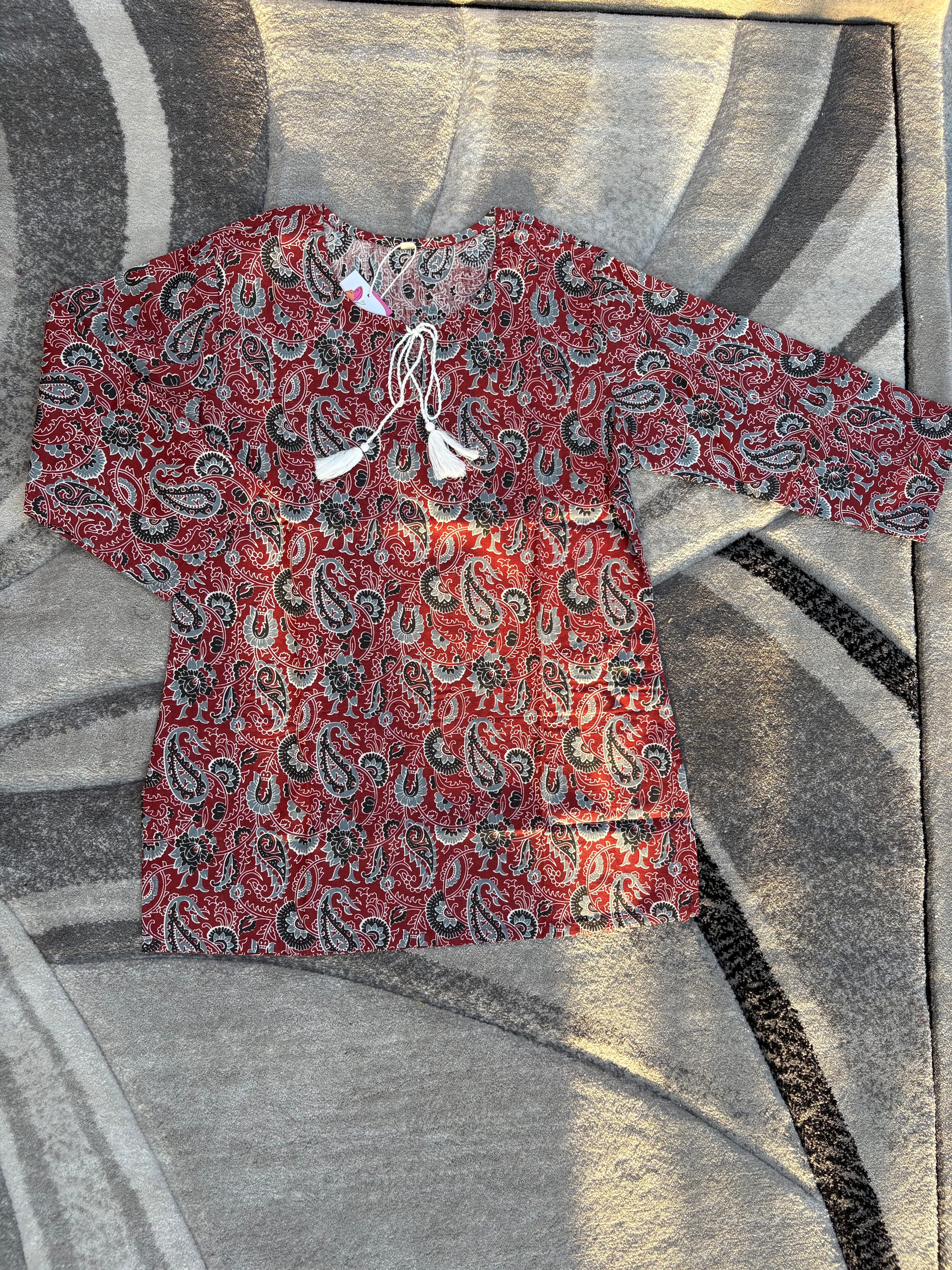 Maroon paisley kurta