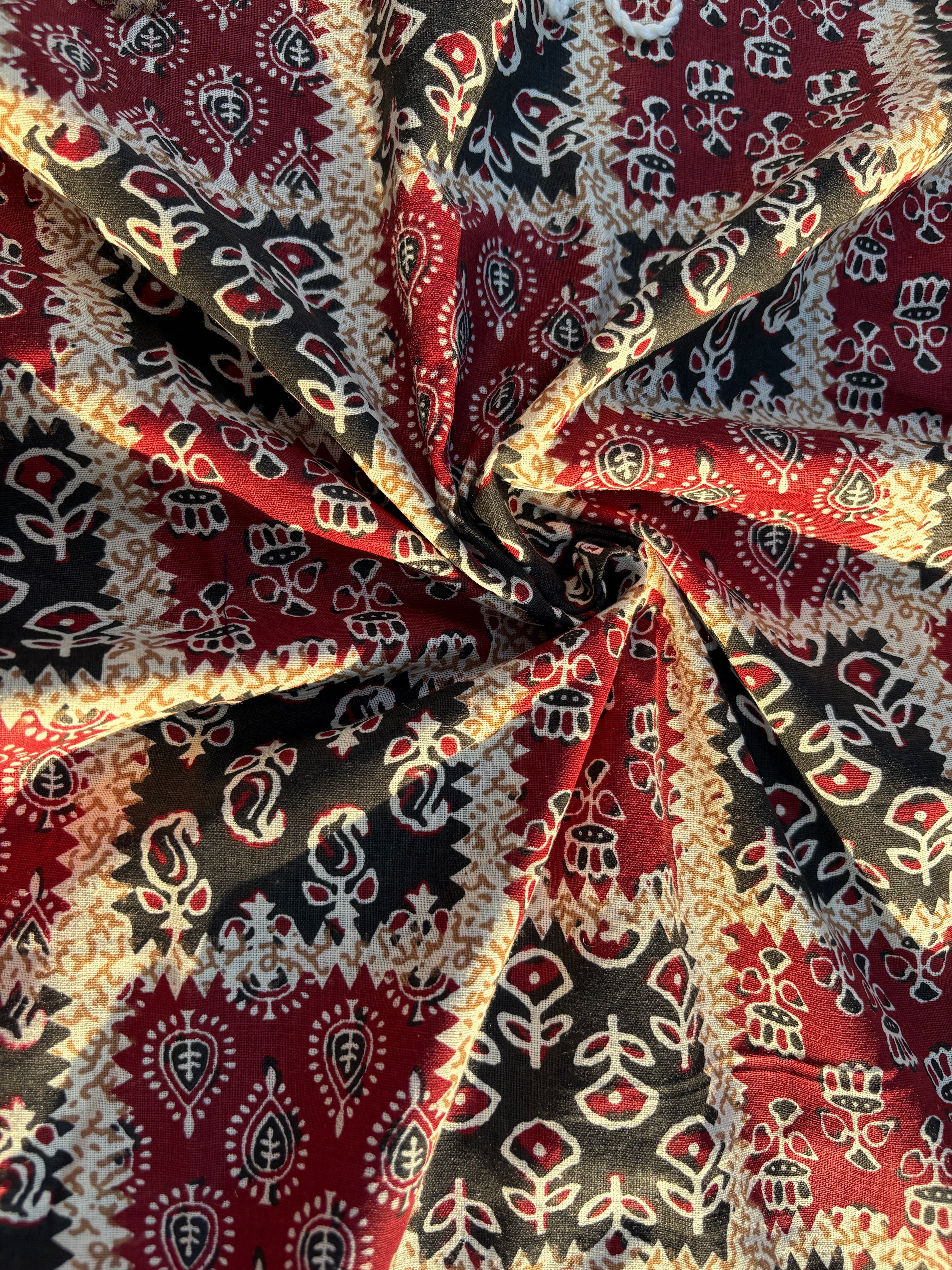 Crimson checkered kurta