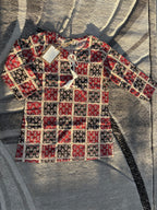Crimson checkered kurta