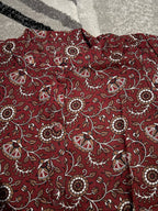 Deep crimson floral vine kurta