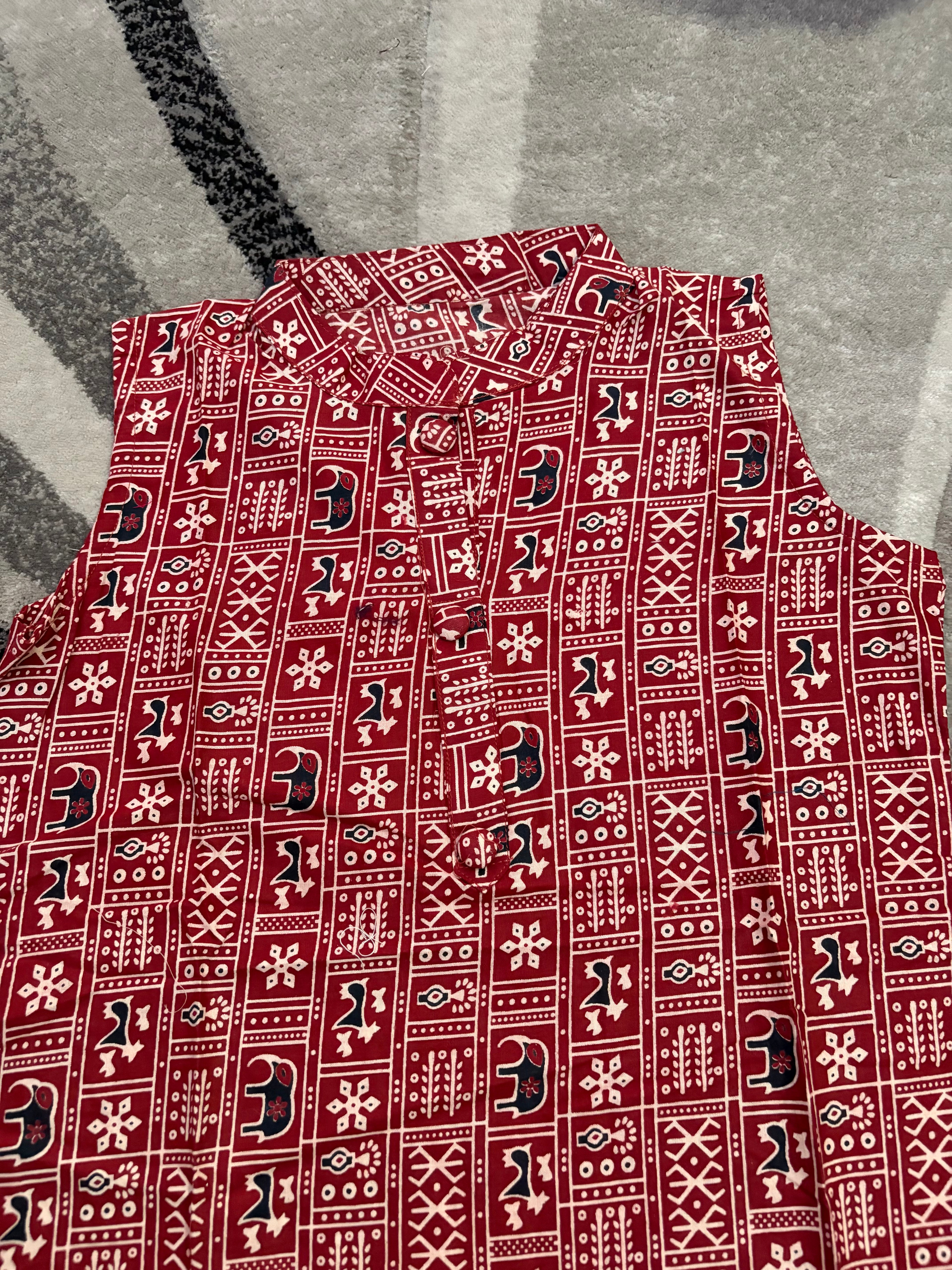 Maroon elephant motif kurta