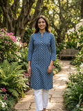 Indigo geometric kurta