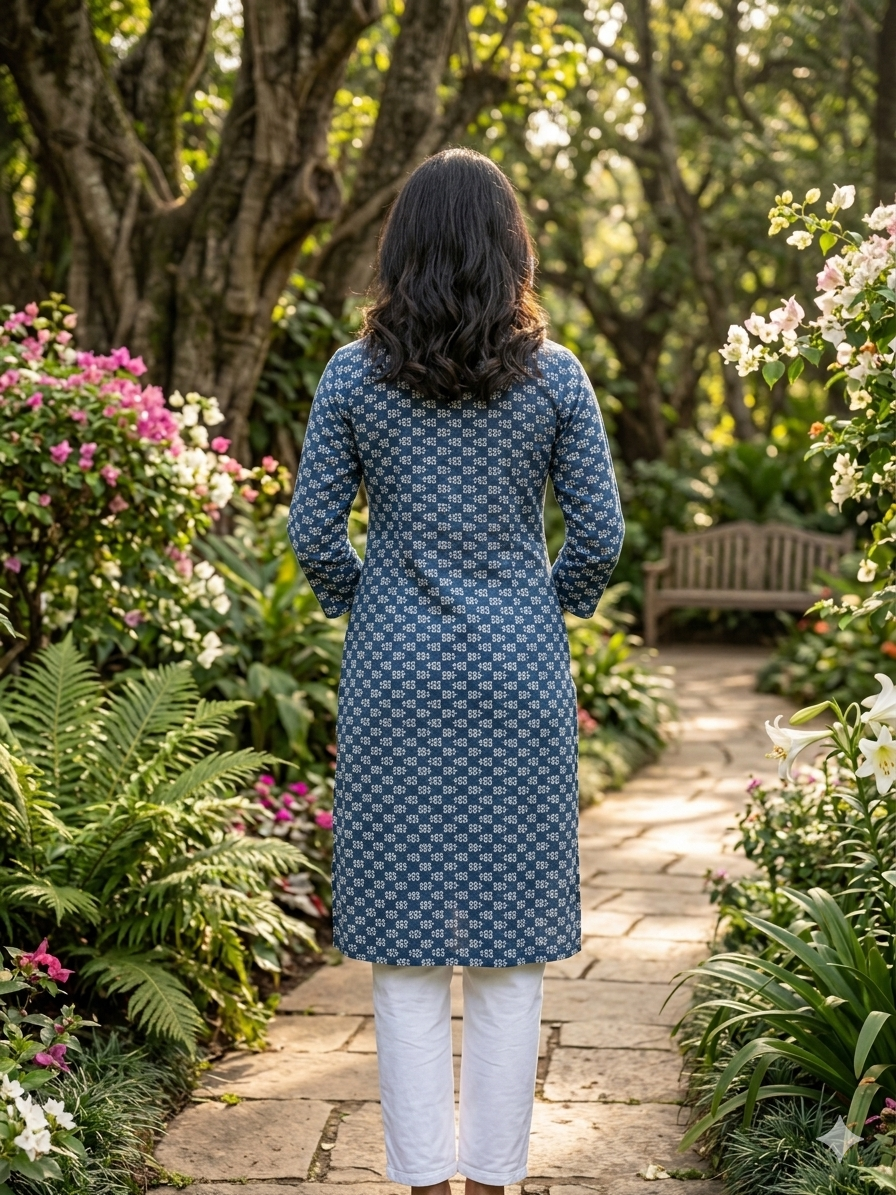 Indigo geometric kurta
