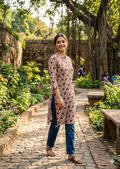 Cream floral vine kurta
