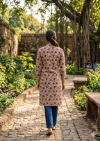 Cream floral vine kurta