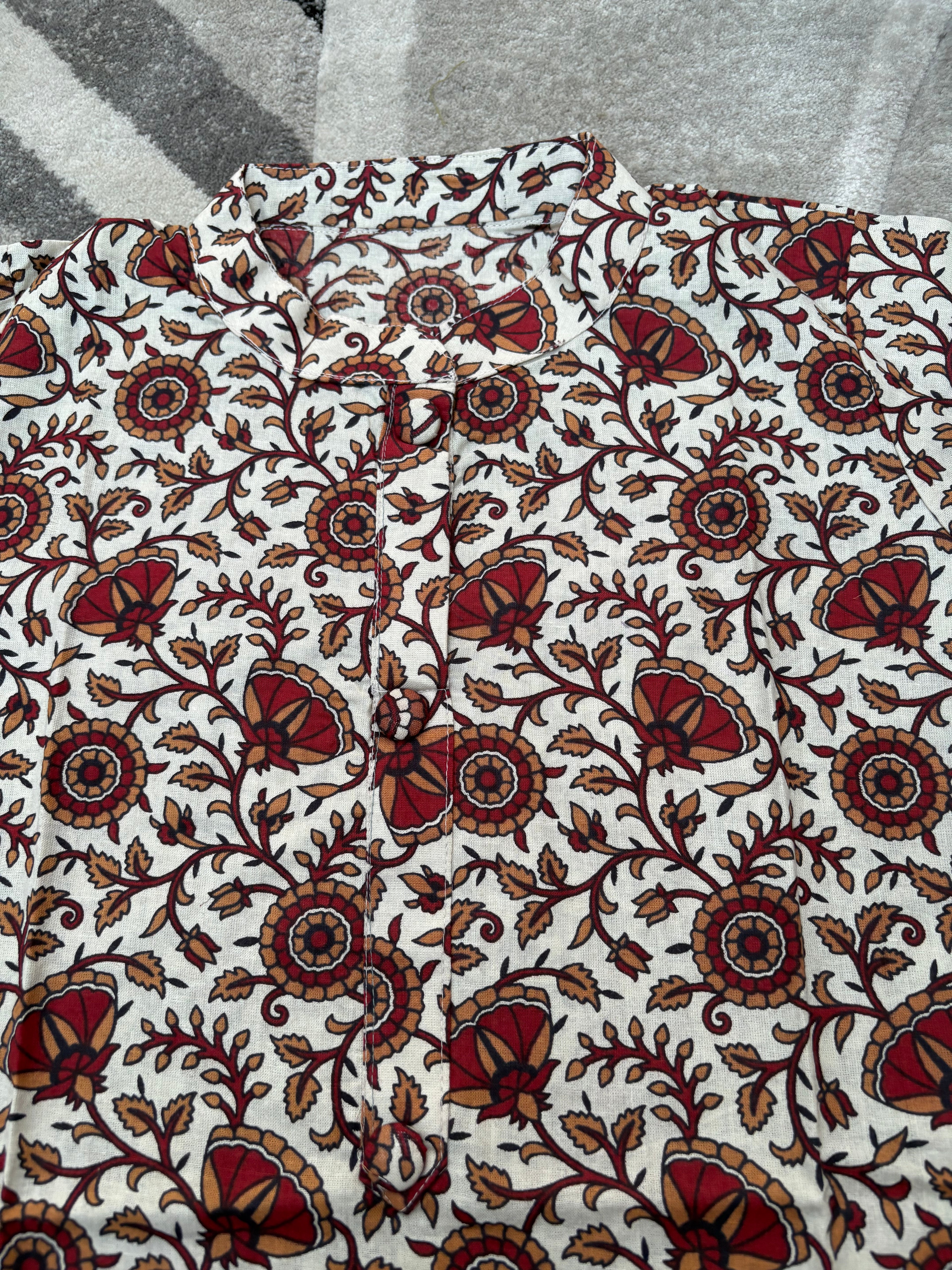 Cream floral vine kurta