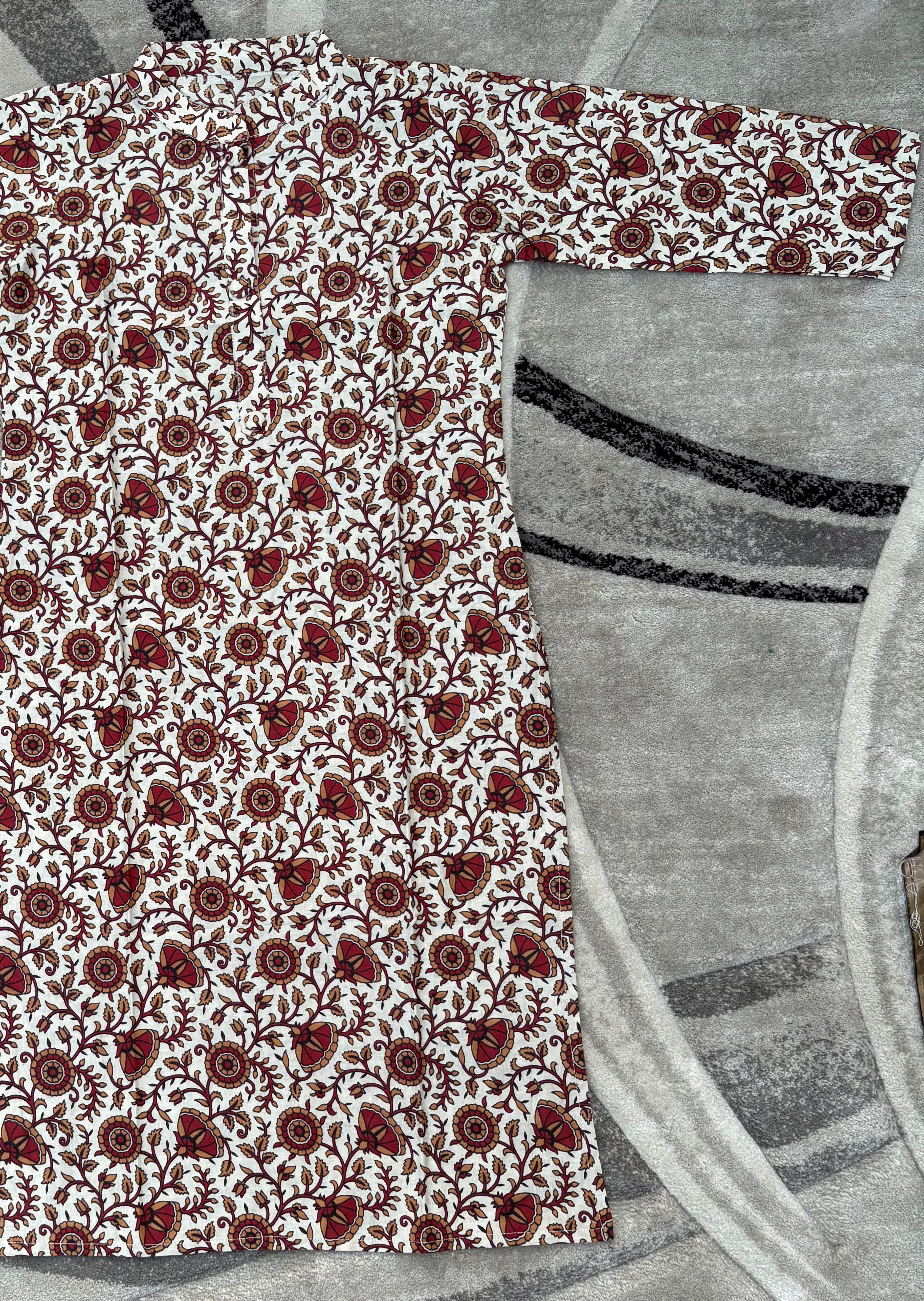 Cream floral vine kurta