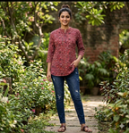 Maroon elephant motif short kurta
