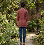 Maroon elephant motif short kurta