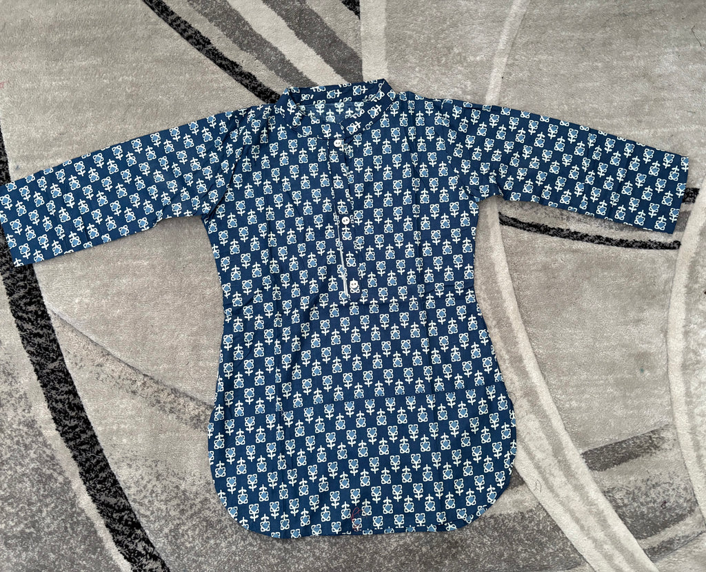 Indigo geometric short kurta
