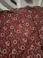 Deep crimson floral vine short kurta