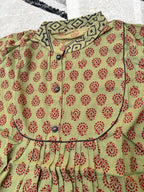 Olive floral pleated tunic
