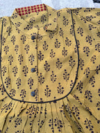 Mustard botanical pleated tunic