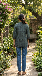 Sage floral pleated tunic