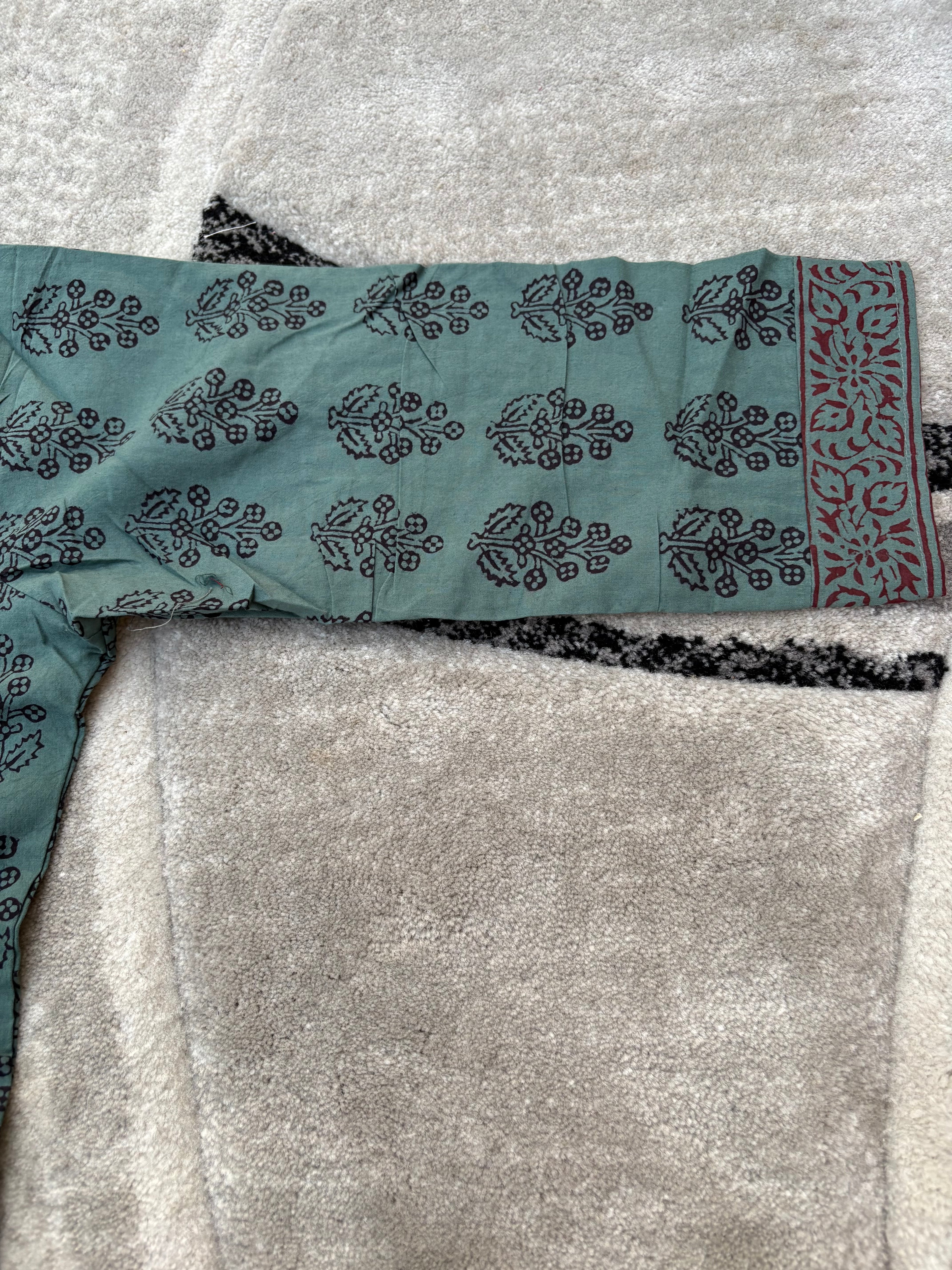 Sage floral pleated tunic
