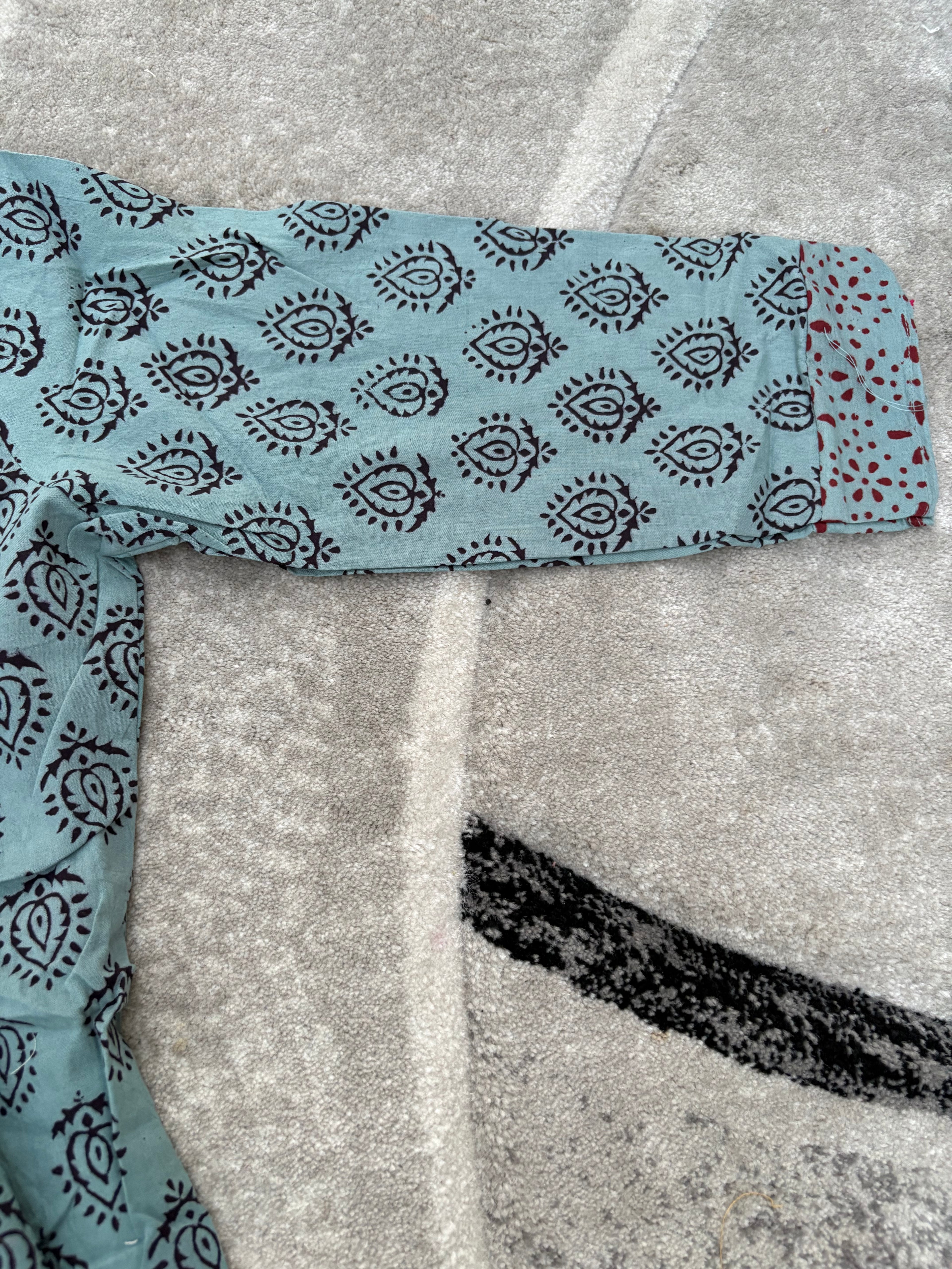 Sky blue paisley pleated tunic