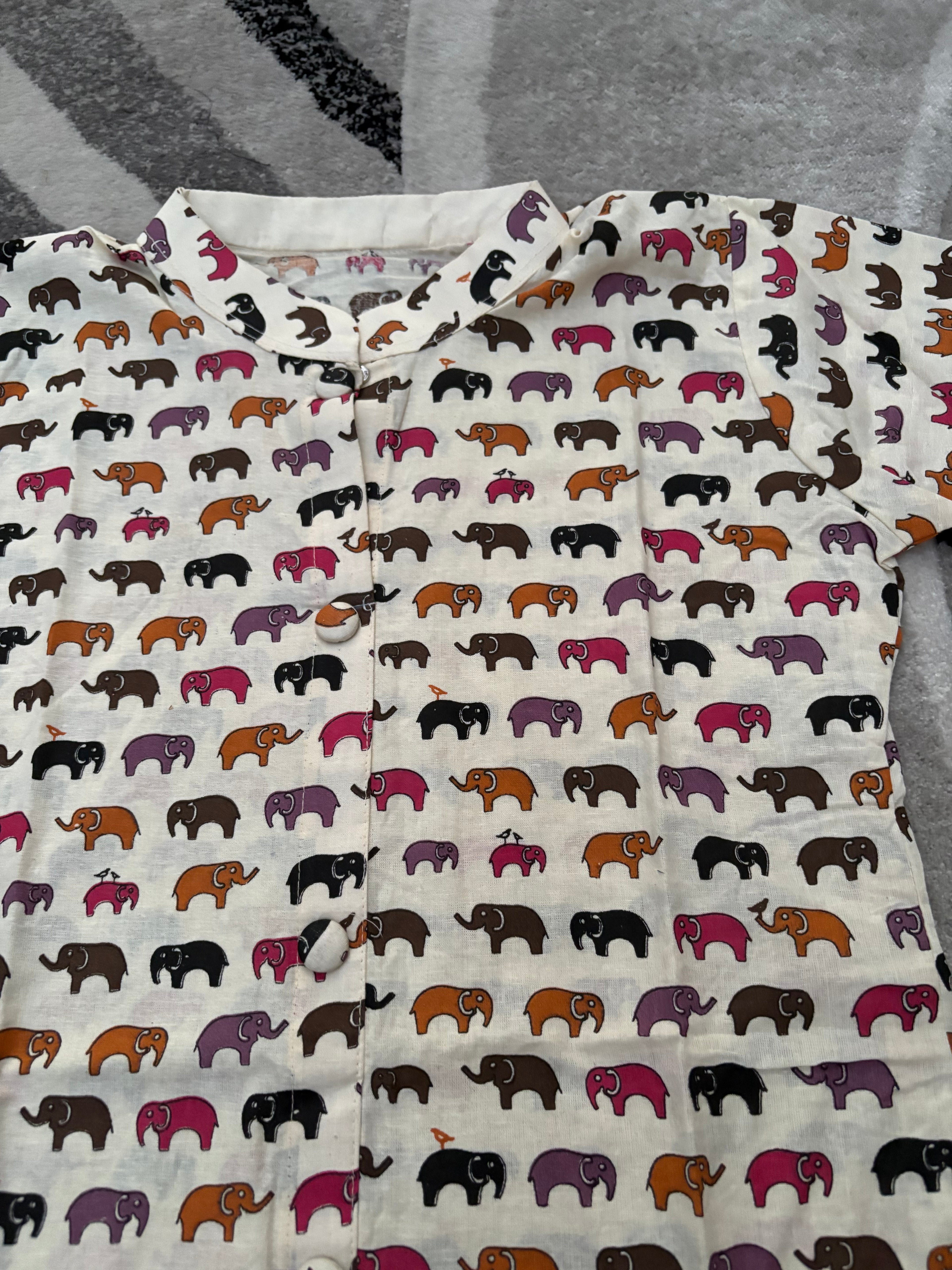 Multicolour elephant motif kurta